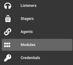 Showing the modules menu in Starkiller